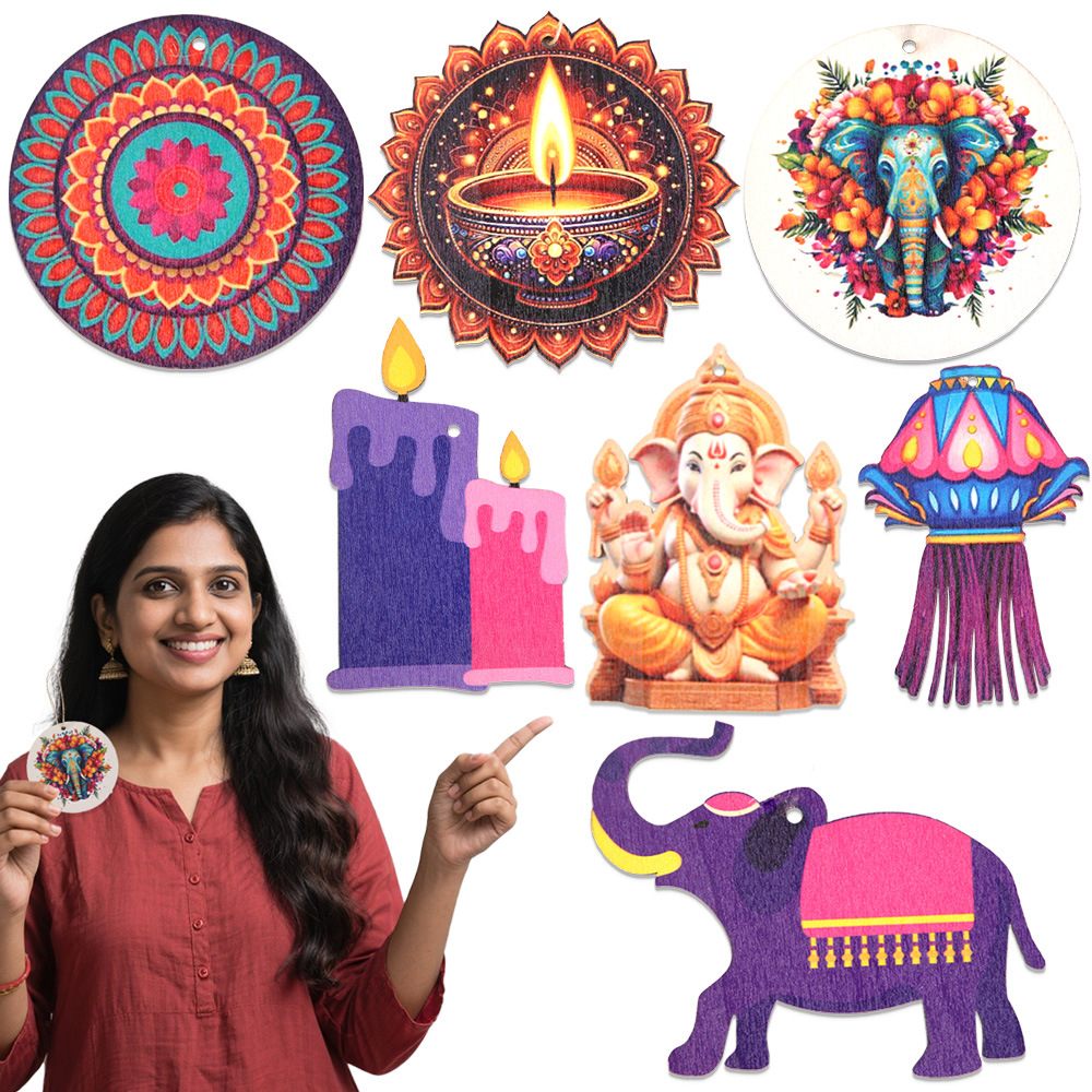 Lighting Decoration For Diwali - Тематический декор Дивали — деревянные вешалки