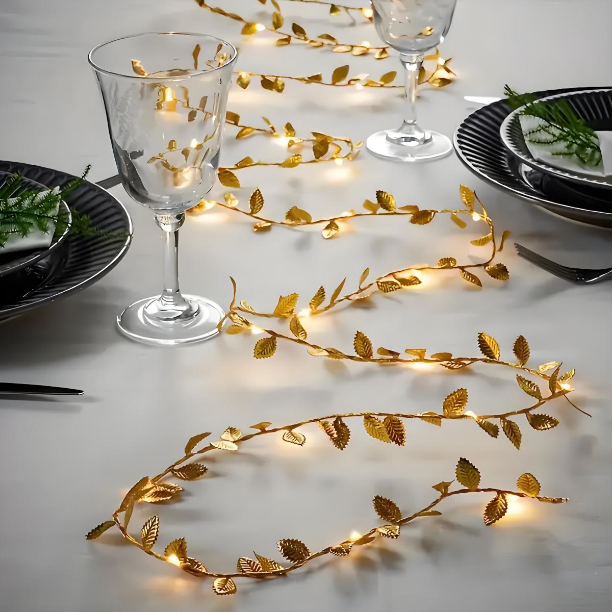 Lighting Decoration For Diwali - Светодиодные романтические гирлянды с золотыми листьями