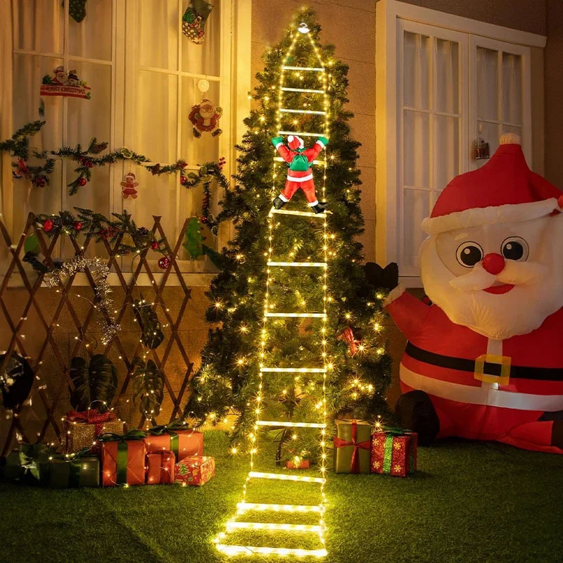 Lighting Christmas Decor - Светодиодные рождественские гирлянды-лестницы с Дедом Морозом