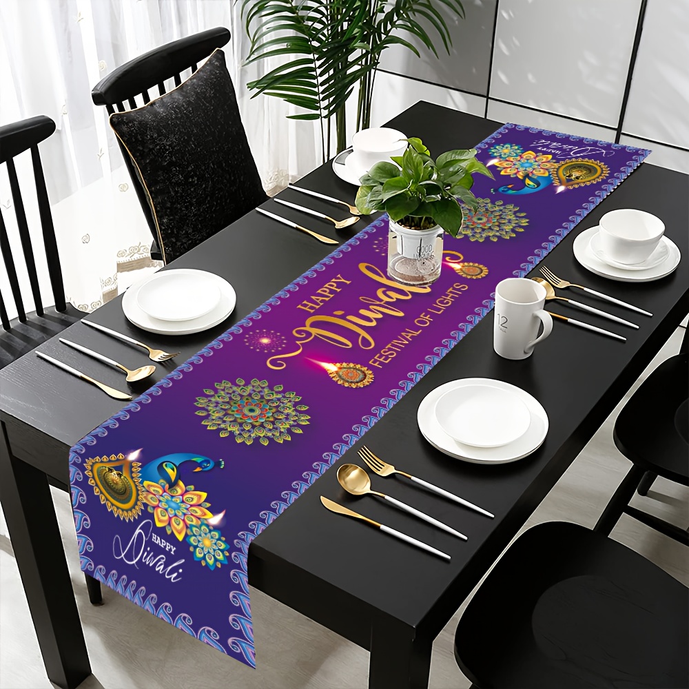 Lighting Decoration For Diwali - Льняная дорожка на стол для празднования