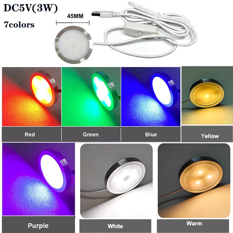 Colour Changing Bulb - Ультратонкий USB LED мини-светильник 5В, накладной,