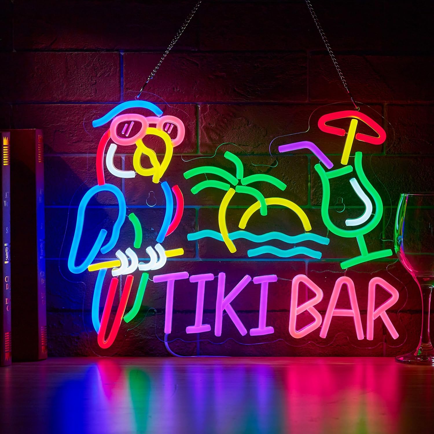 Restaurant Lighting Decoration - Неоновая вывеска Tiki Bar Parrot Palm
