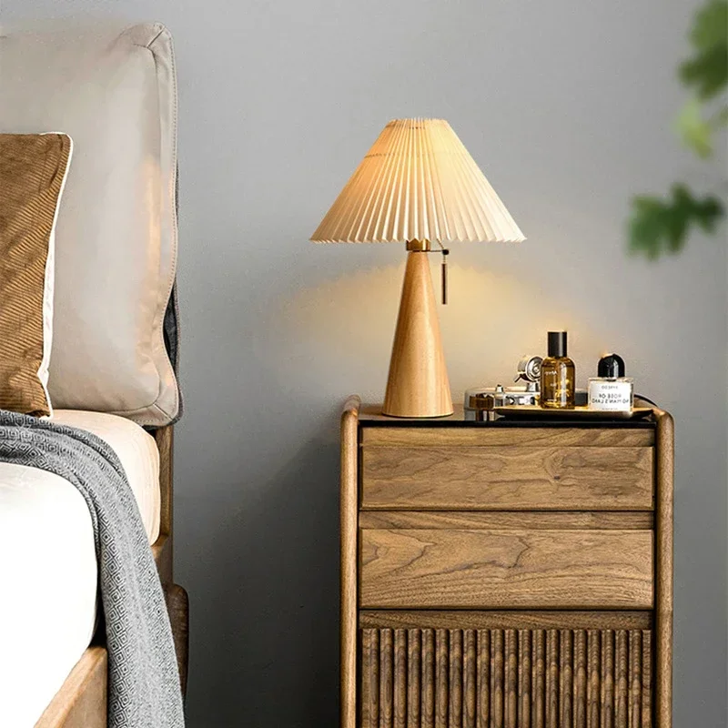 Lighting Decoration For Home - Ретро-настольная лампа с плиссированным абажуром, скандинавский