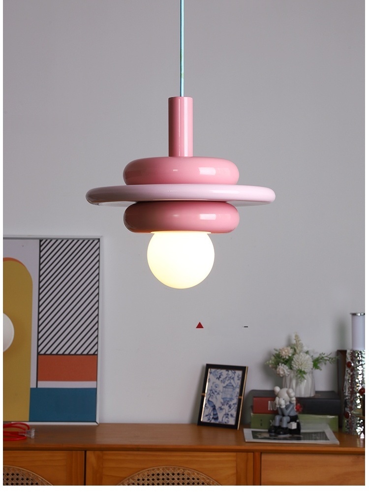 Colour Changing Bulb - Минималистичная люстра в стиле макарон, розовая