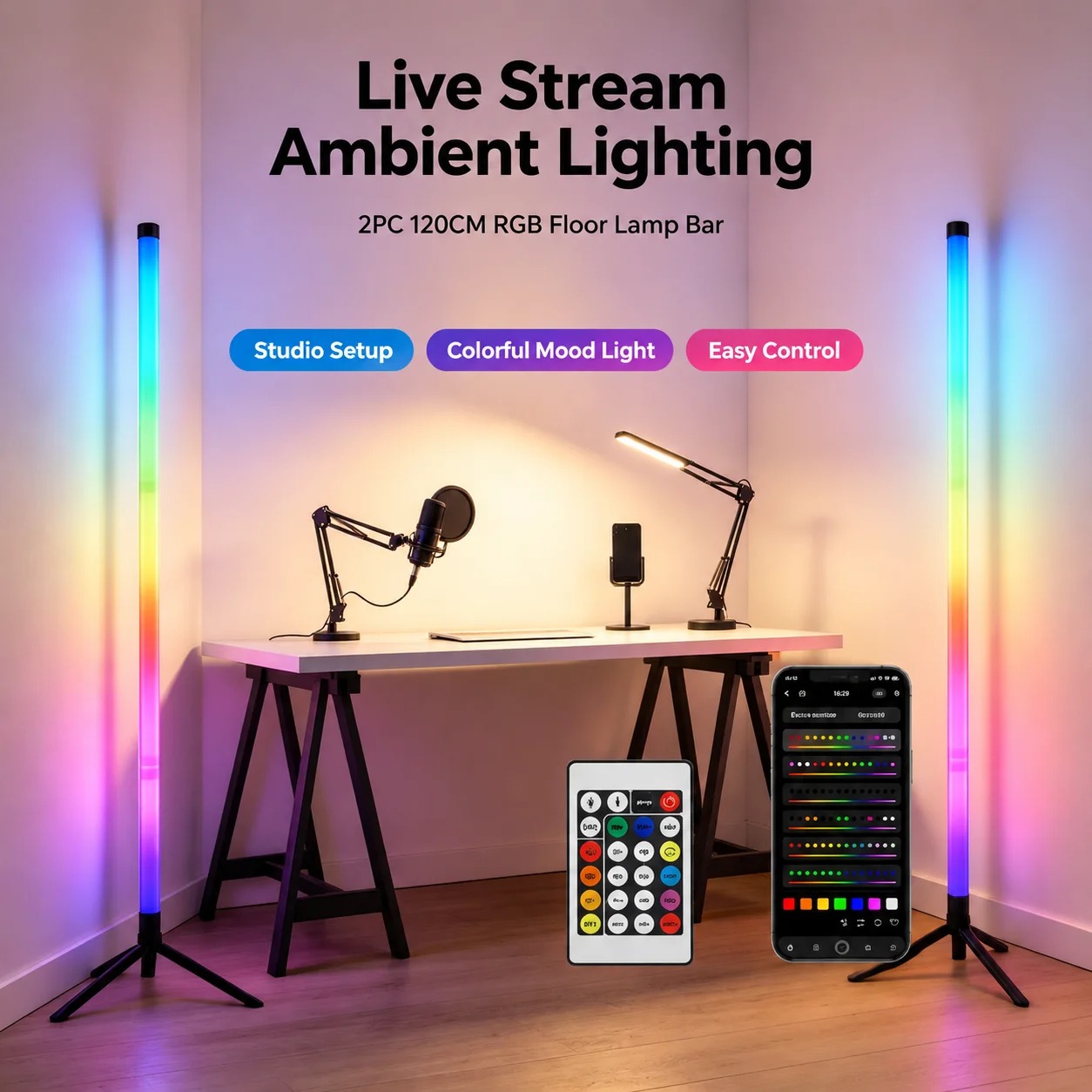 Комплект из 2 RGB LED угловых  – обзор и цена Decor Lighting Floor Lamps