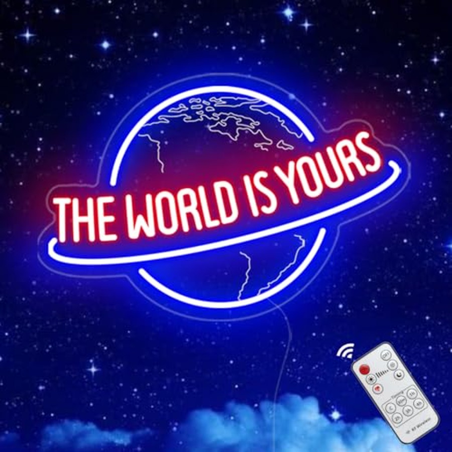 Неоновая вывеска «Мир принадле – обзор и цена Lighting World Decor