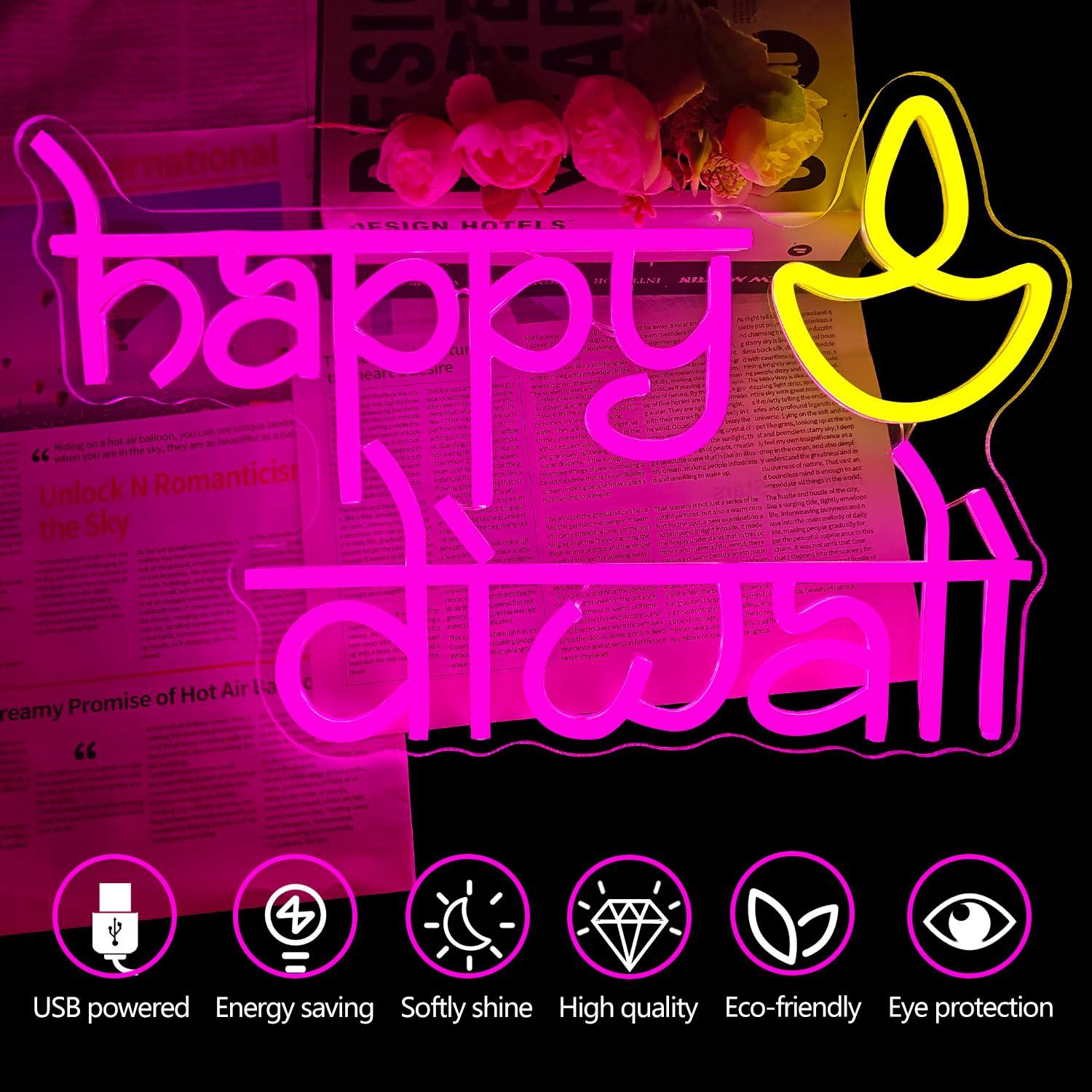 Неоновая вывеска Happy Diwali  – обзор и цена Lighting Decoration For Diwali