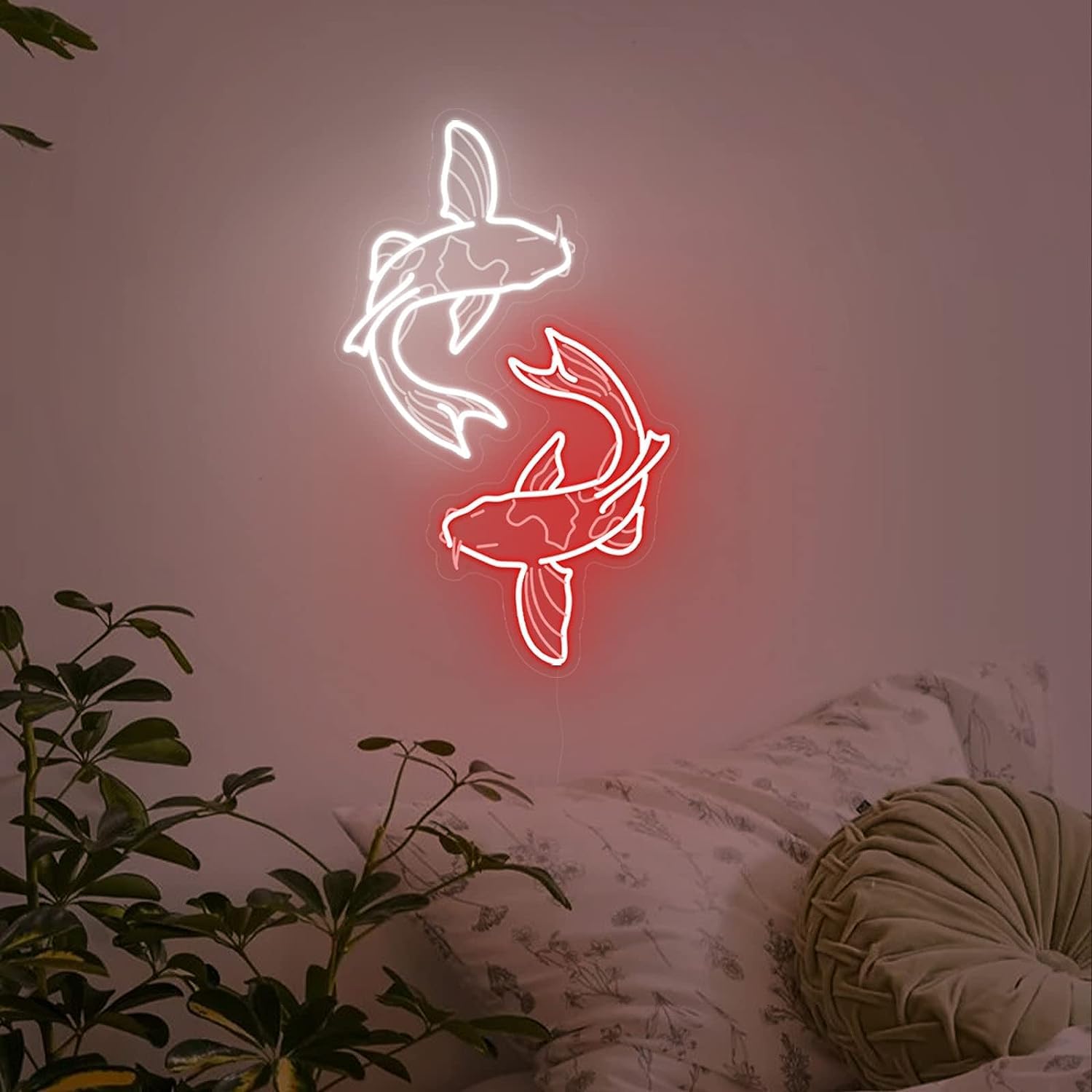 Неоновая вывеска с рыбой кои,  – обзор и цена Japanese Lighting Decor