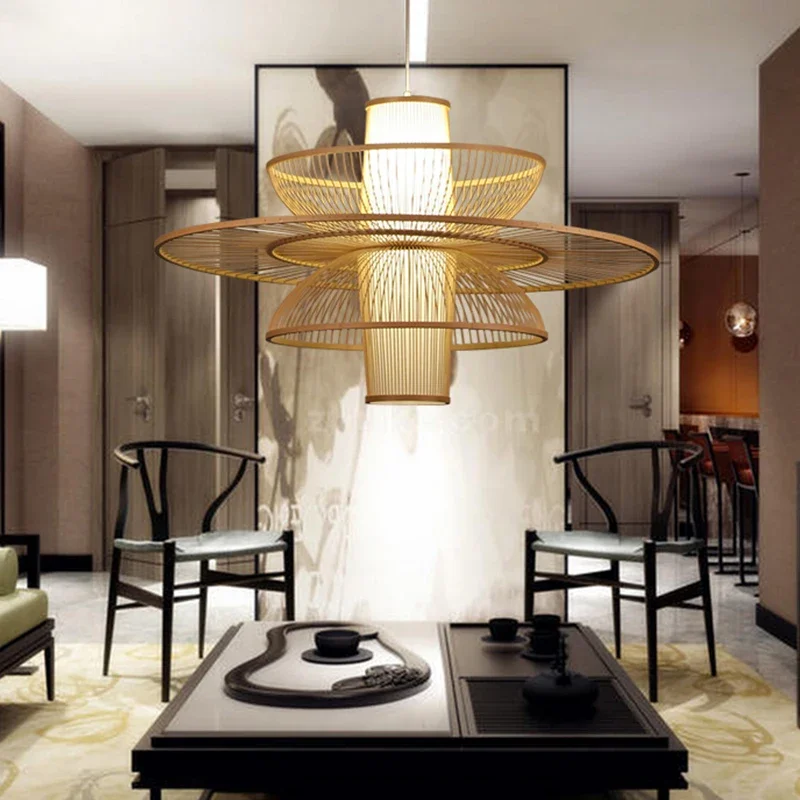 Сельская бамбуковая тканая люс – обзор и цена Japanese Lighting Decor