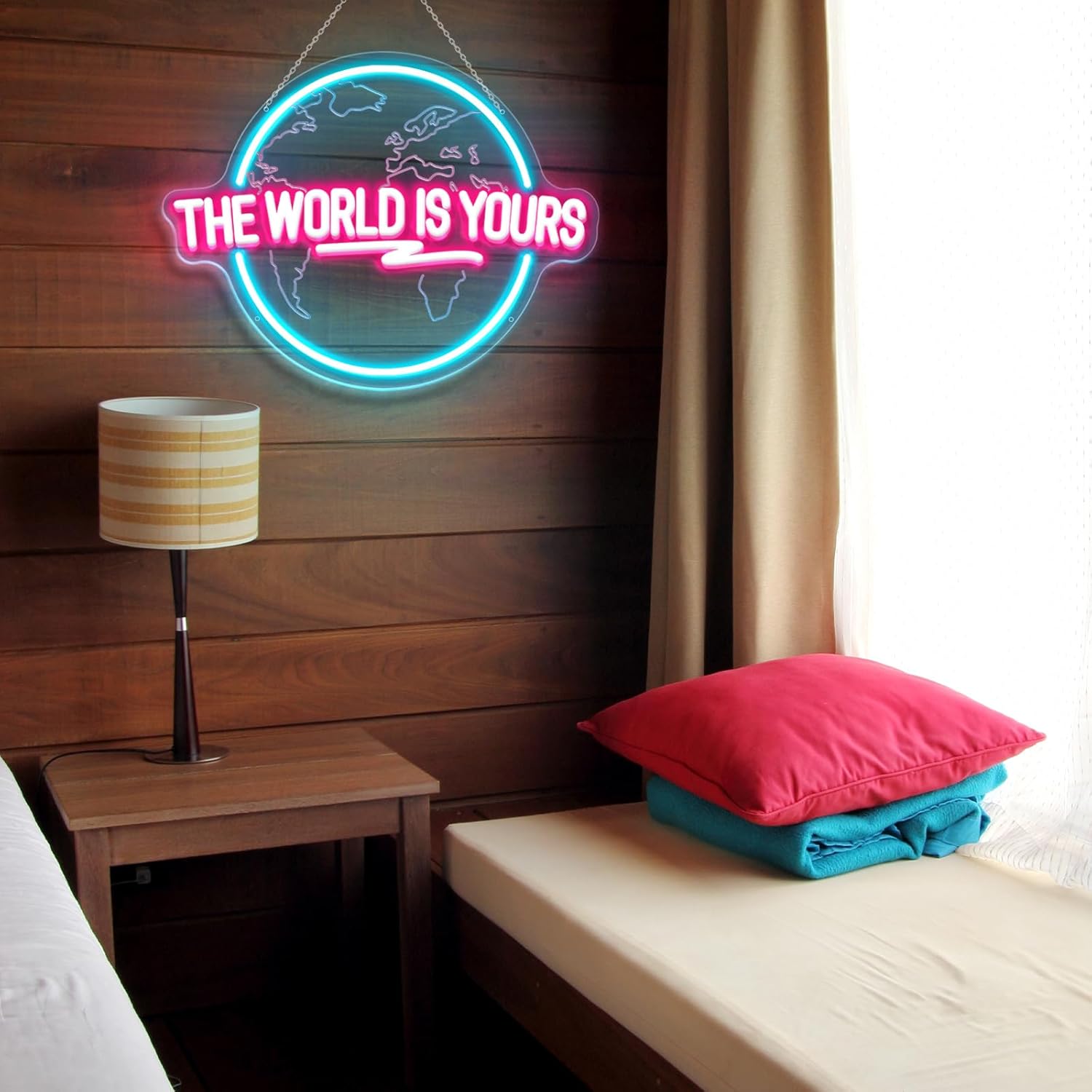 Неоновая вывеска «Мир — это де – обзор и цена Lighting World Decor