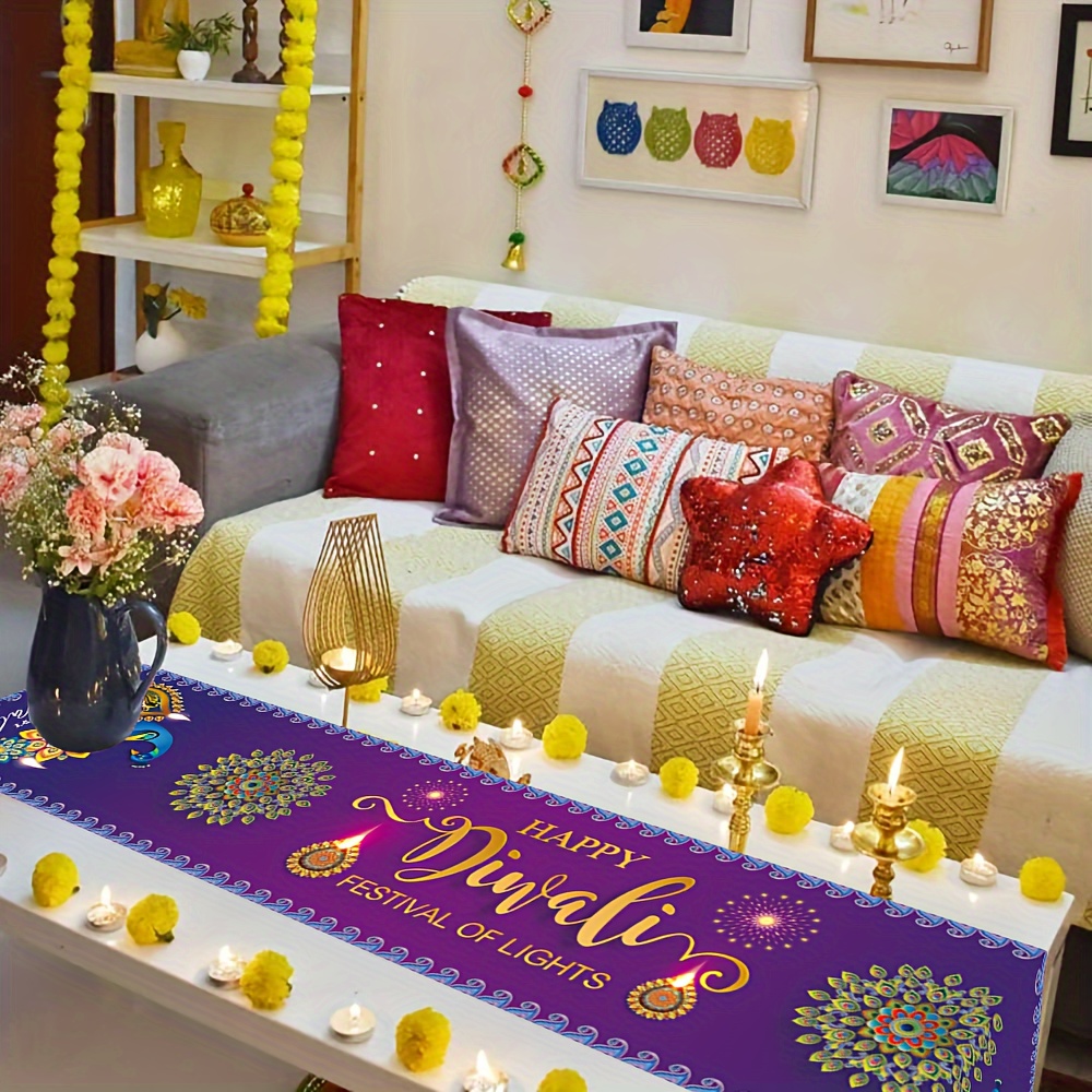 Льняная дорожка на стол для пр – обзор и цена Lighting Decoration For Diwali