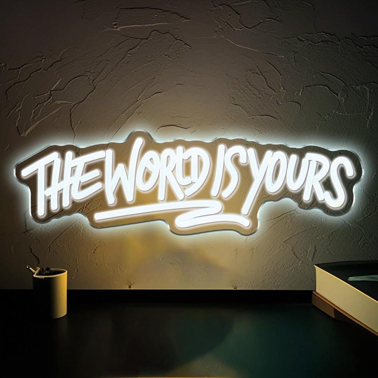 Неоновая вывеска «Мир принадле – обзор и цена Lighting World Decor