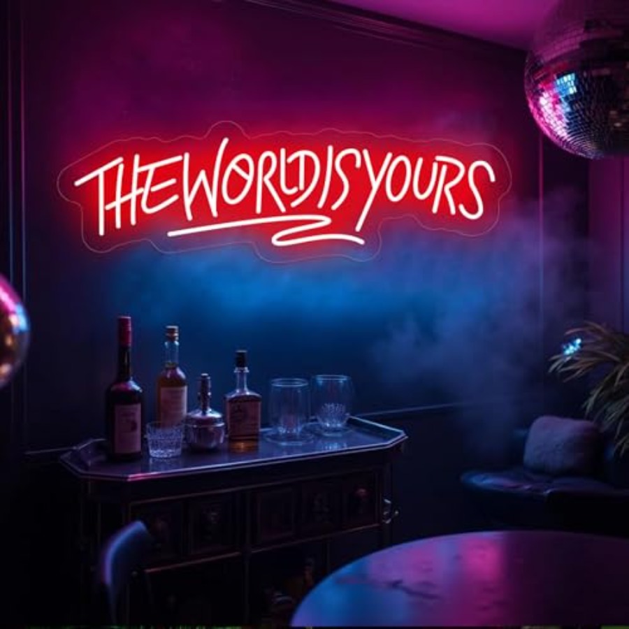 Неоновая вывеска «Мир принадле – обзор и цена Lighting World Decor