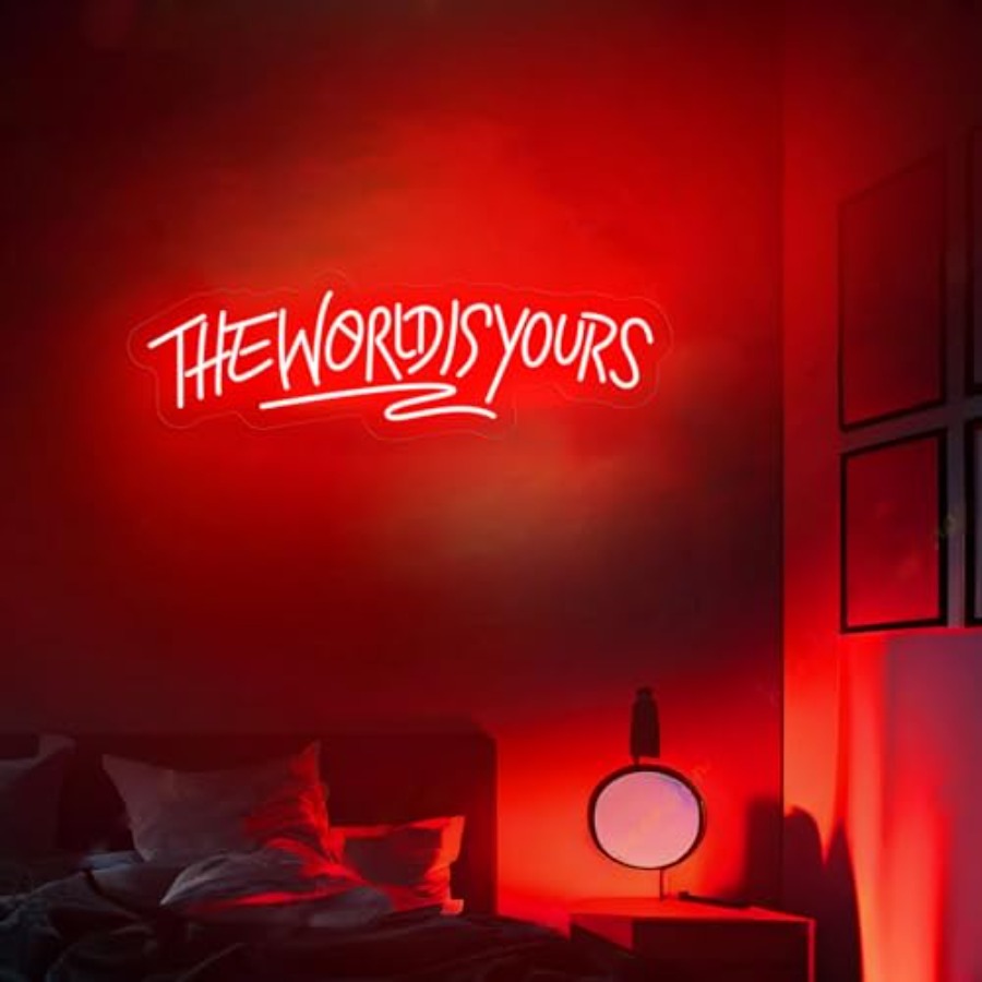 Неоновая вывеска «Мир принадле – обзор и цена Lighting World Decor